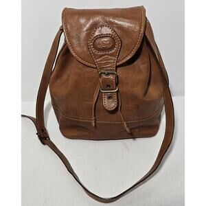 Vintage Pelletteria SPIGOLA Italy Crossbody Drawstring Cognac Leather Bag Purse